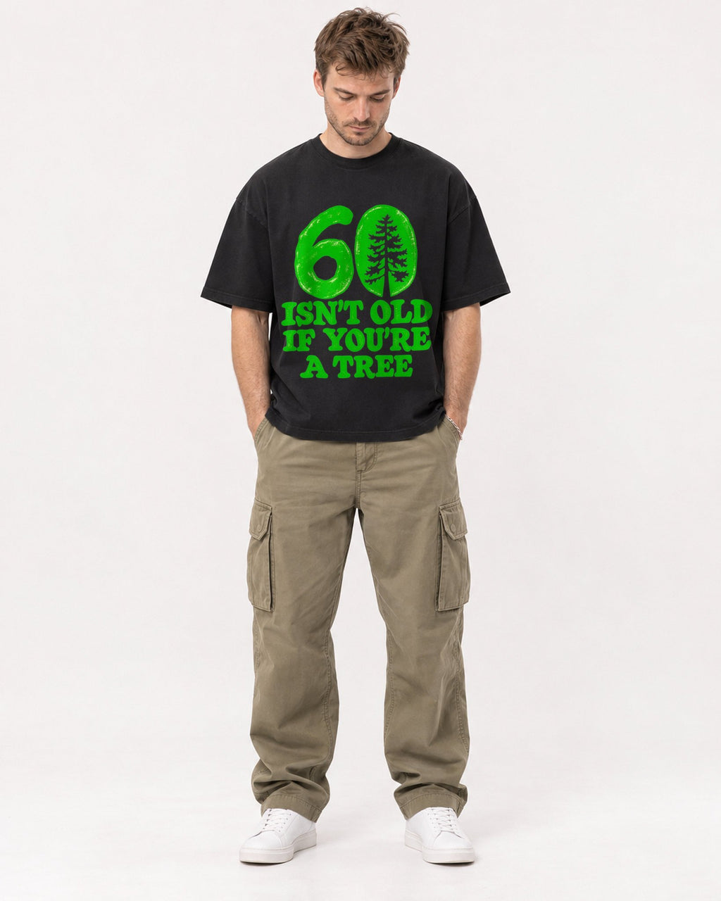 Mockup Boxy Heavyweight Tee Black male full-body 08