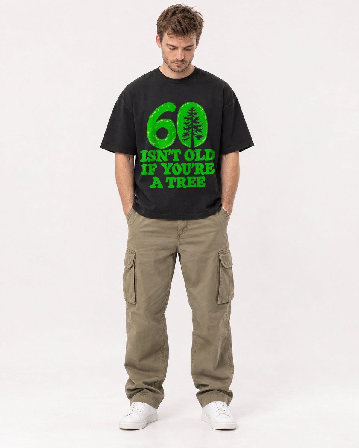 Mockup Boxy Heavyweight Tee Black male full-body 08