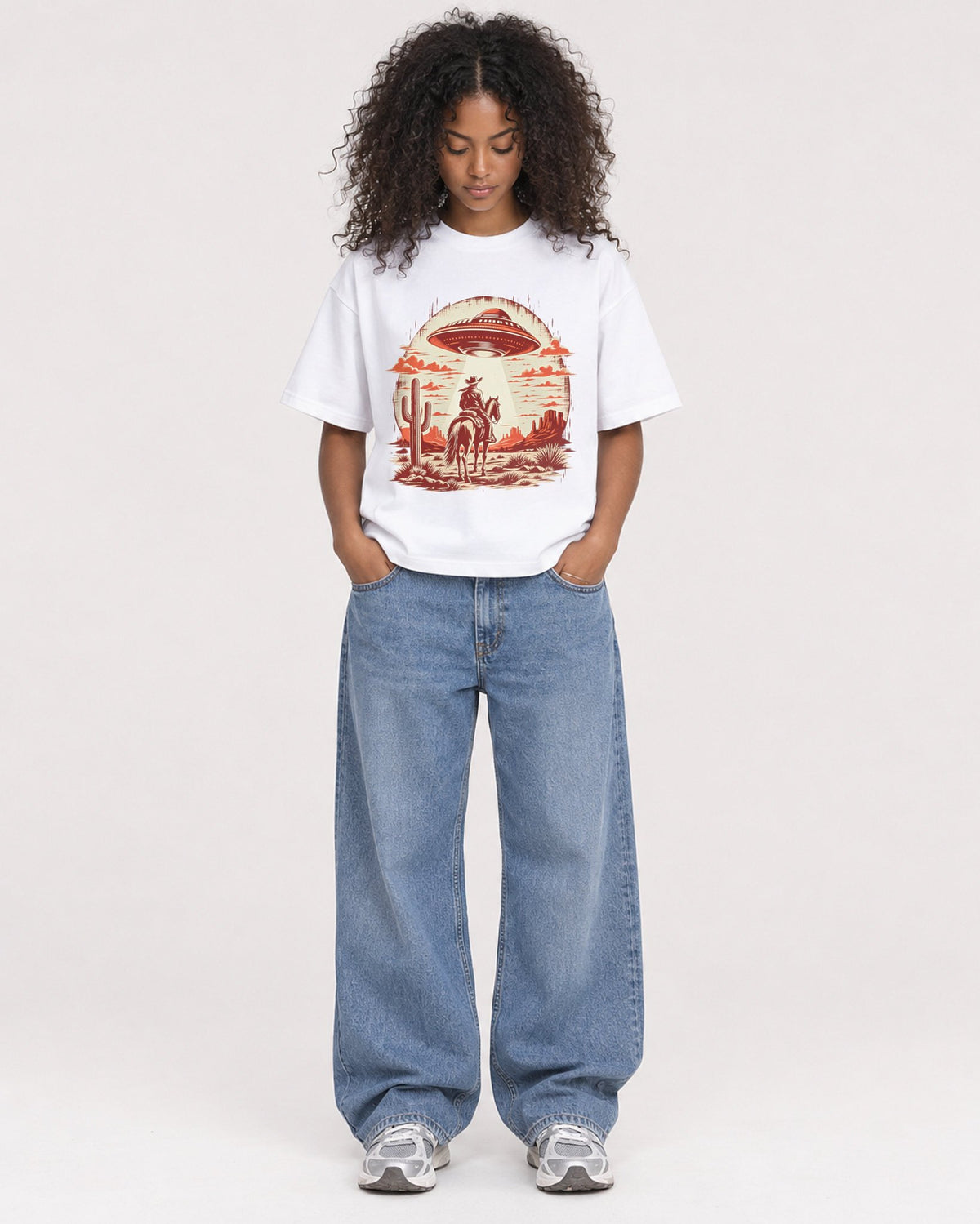 Mockup Boxy Heavyweight Tee White female full-body 05