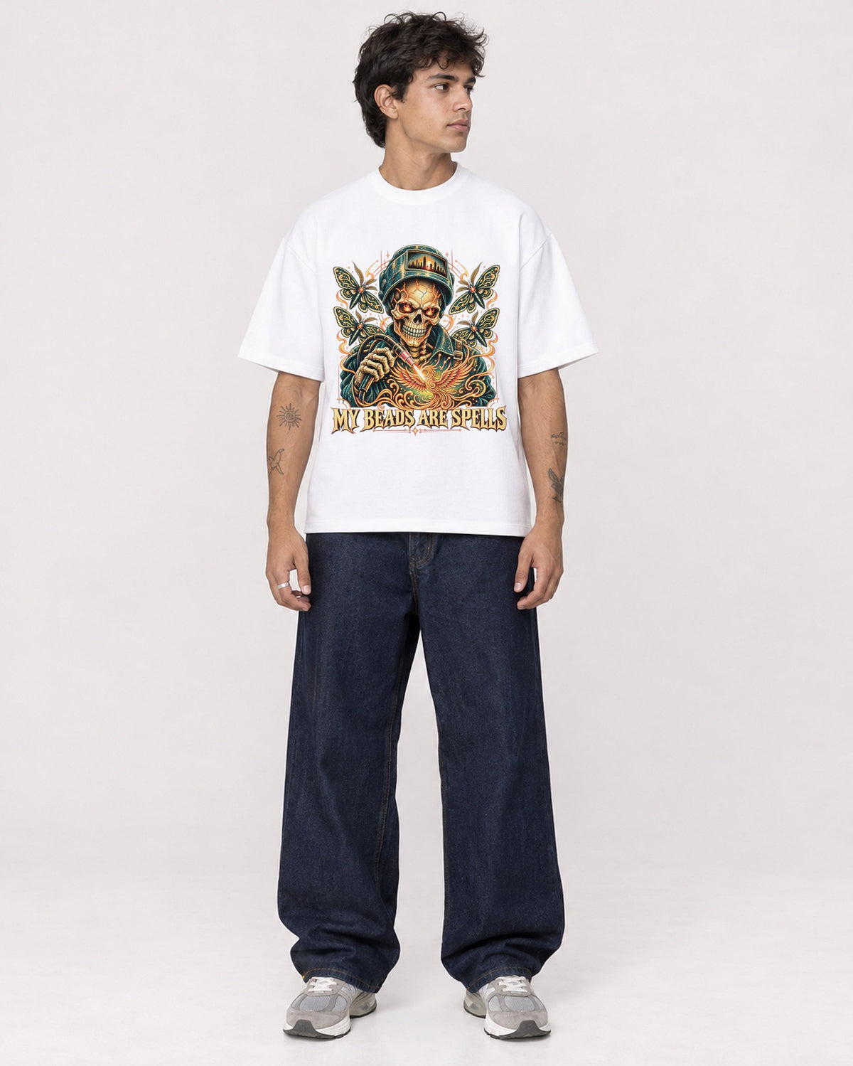 Mockup Boxy Heavyweight Tee White male full-body 06