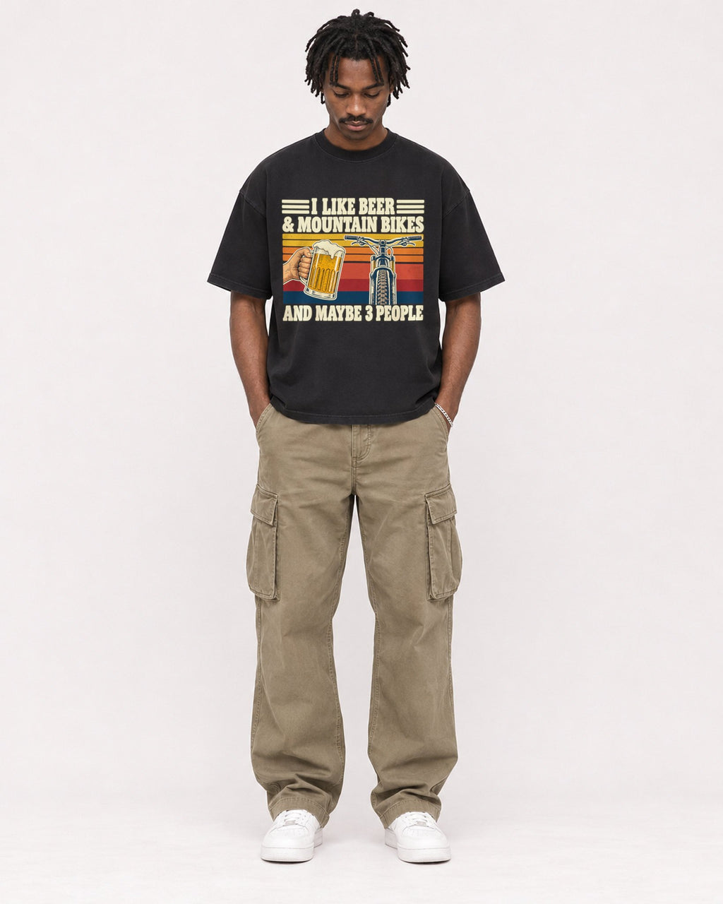 Mockup Boxy Heavyweight Tee Black male full-body 04