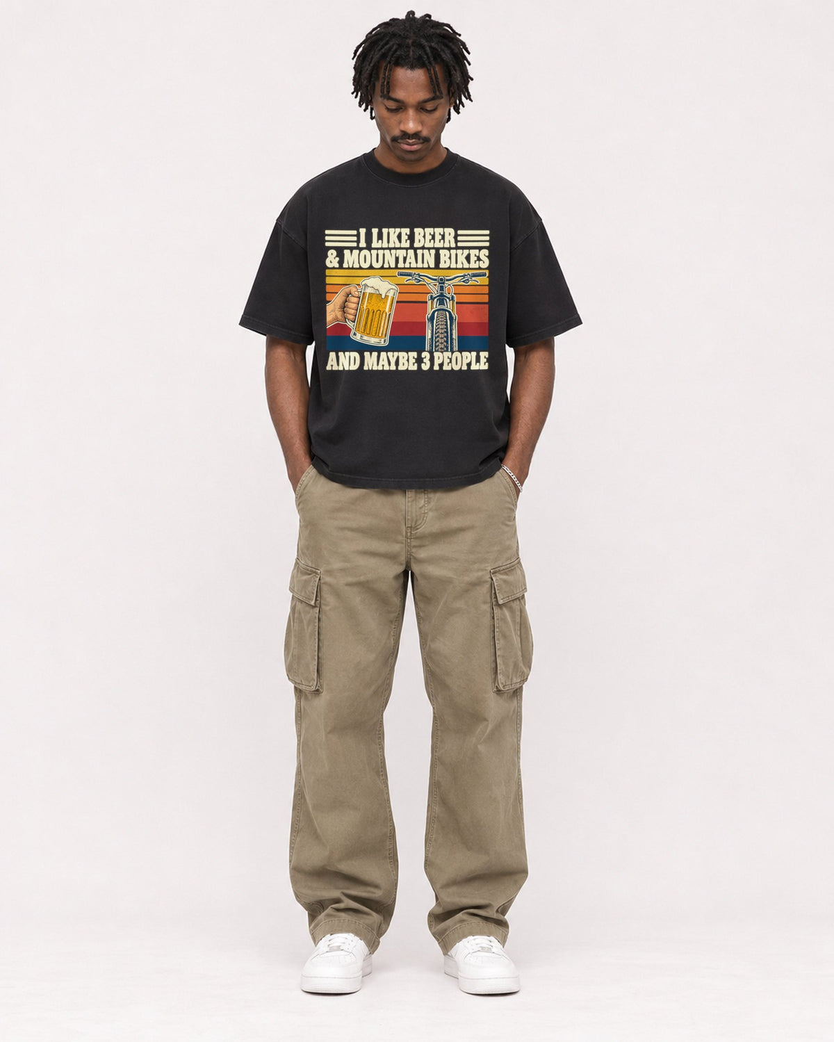 Mockup Boxy Heavyweight Tee Black male full-body 04