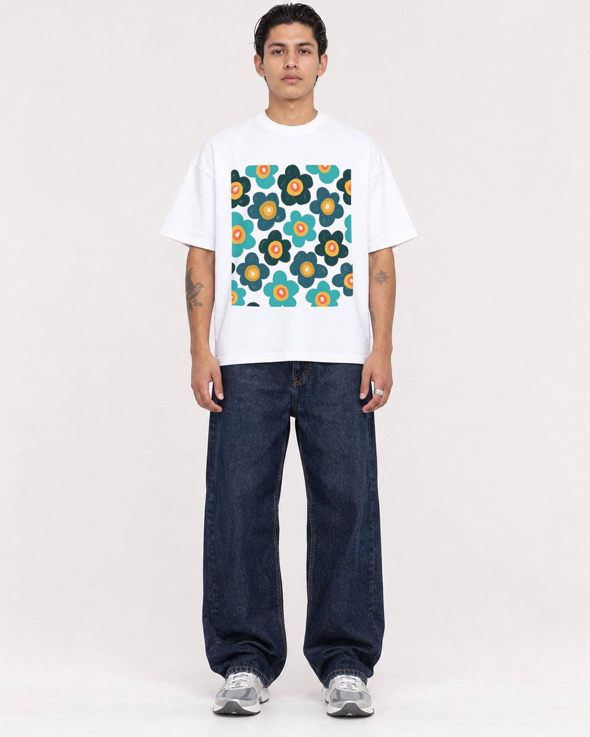 Mockup Boxy Heavyweight Tee White male full-body 36