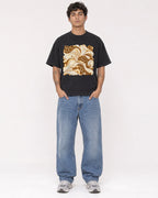 Mockup Boxy Heavyweight Tee Black male full-body 06