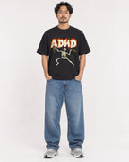Mockup Boxy Heavyweight Tee Black male full-body 02