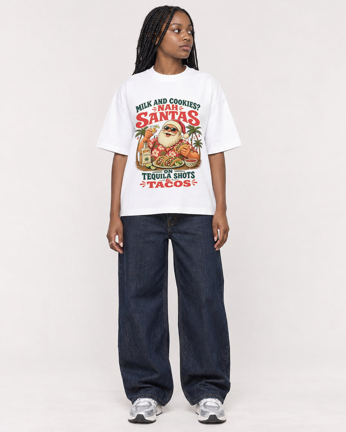 Mockup Boxy Heavyweight Tee White female full-body 04