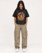 Mockup Boxy Heavyweight Tee Black female full-body 06