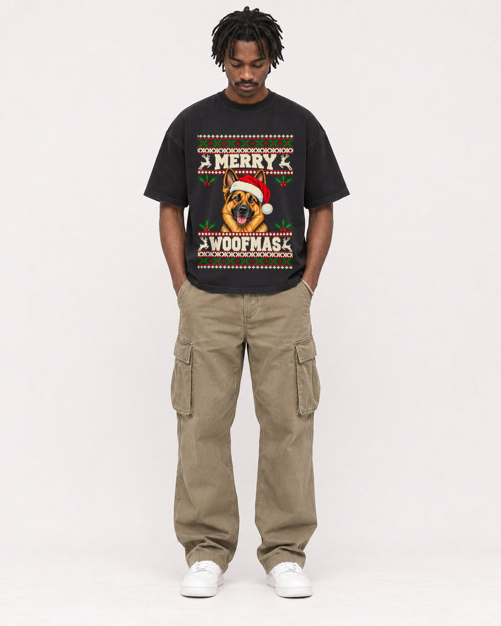 Mockup Boxy Heavyweight Tee Black male full-body 04
