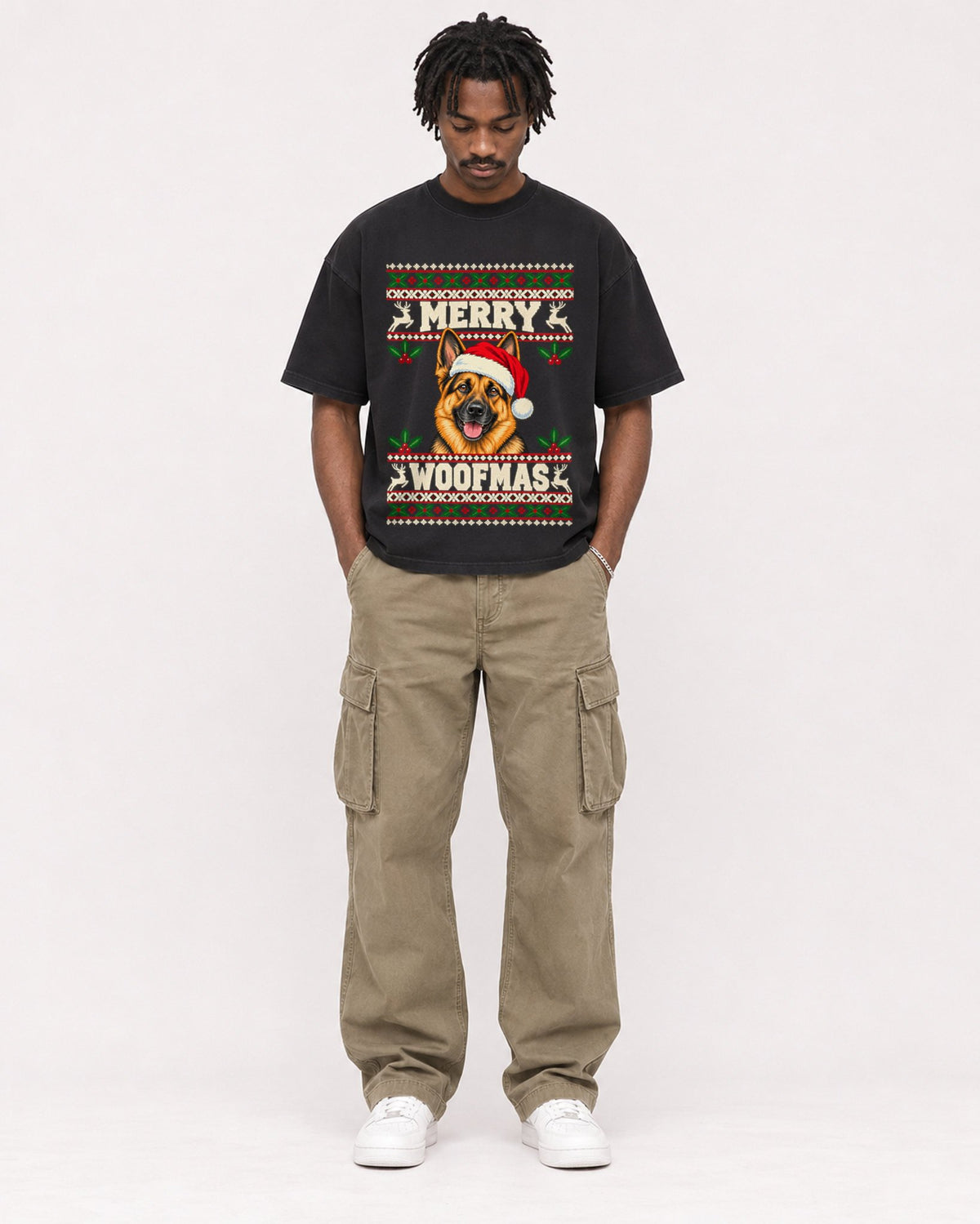 Mockup Boxy Heavyweight Tee Black male full-body 04