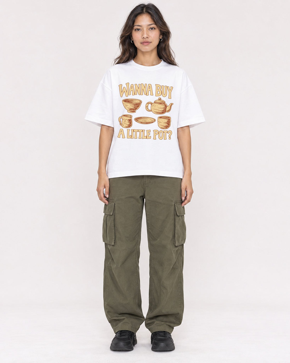 Mockup Boxy Heavyweight Tee White female full-body 02