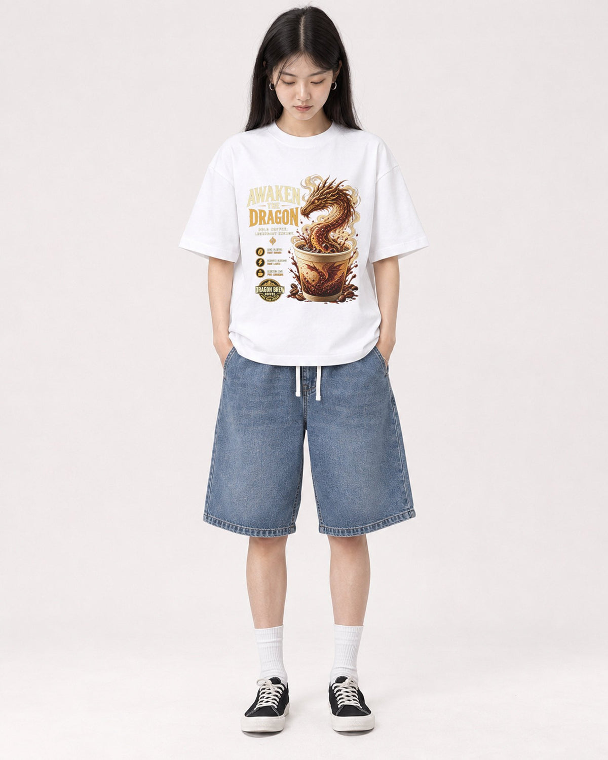 Mockup Boxy Heavyweight Tee White female full-body 01