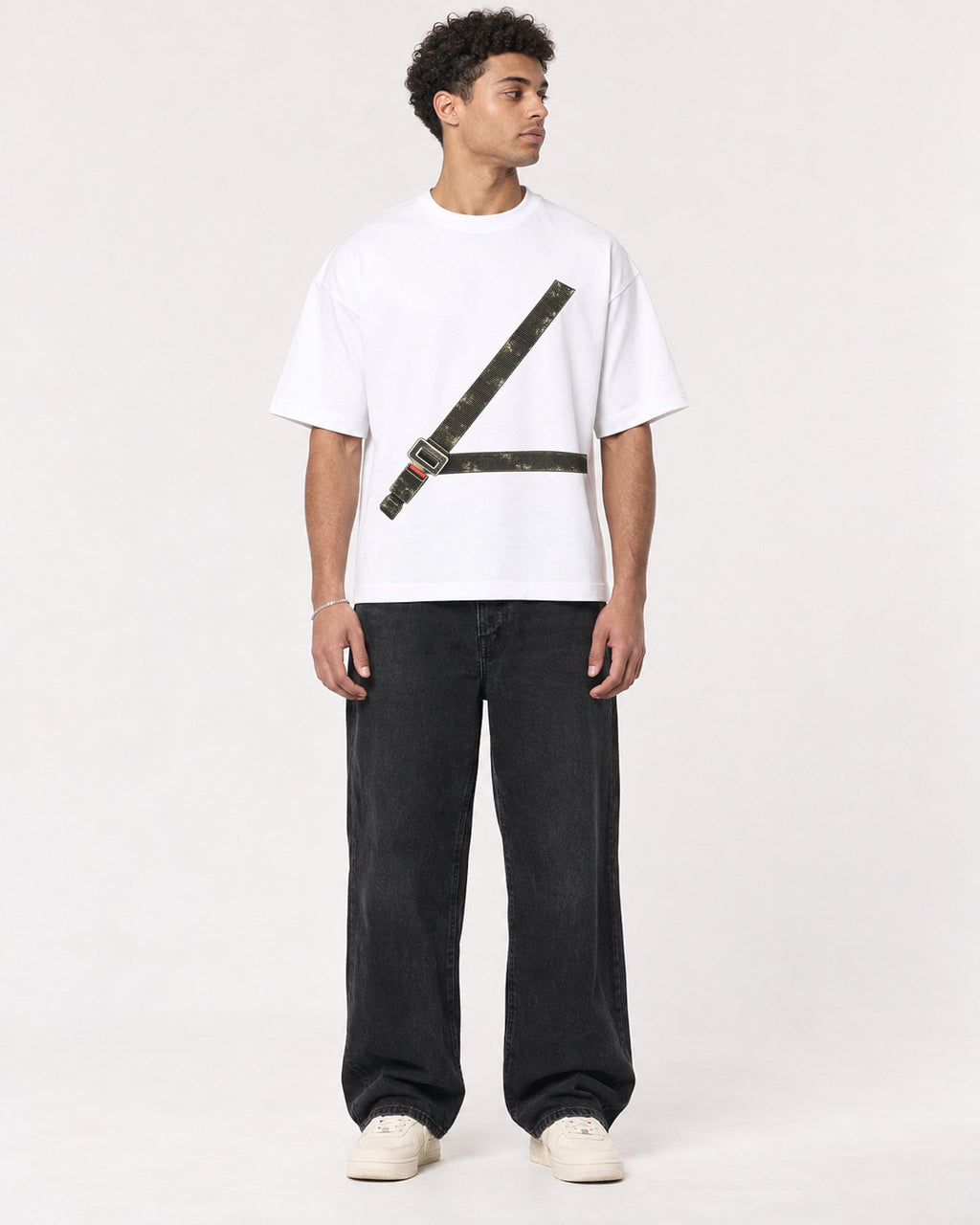 Mockup Boxy Heavyweight Tee White male full-body 10