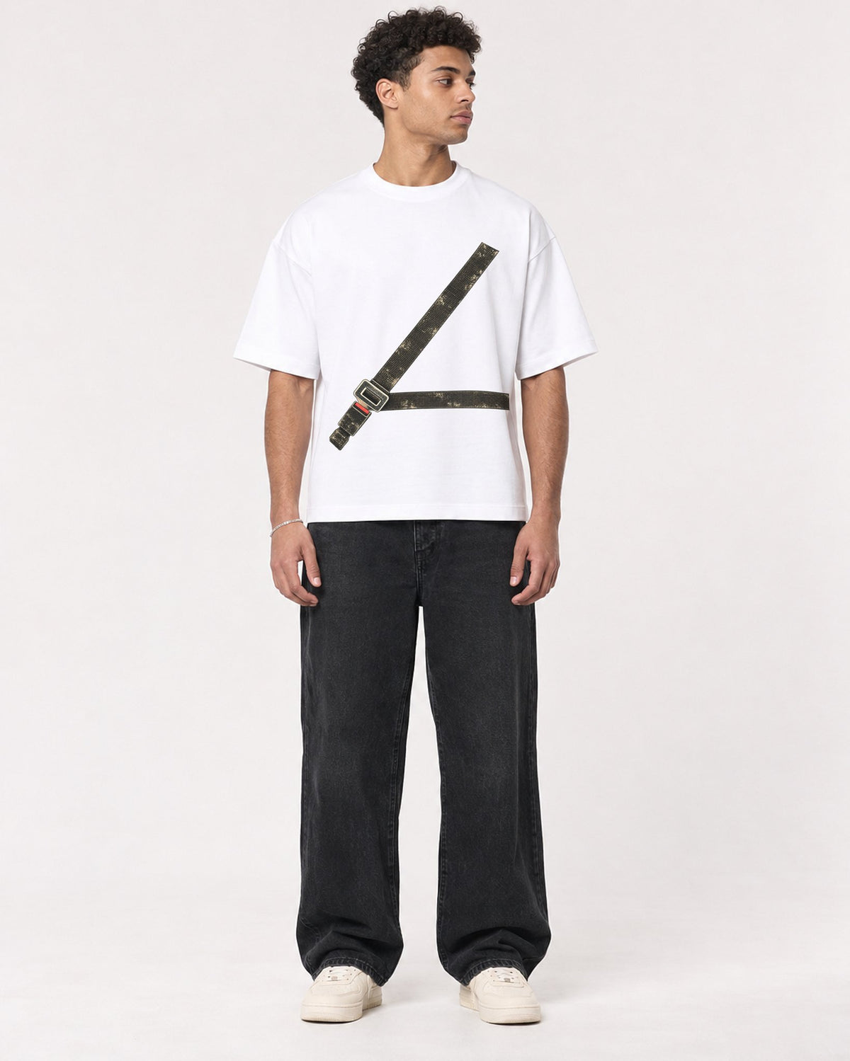 Mockup Boxy Heavyweight Tee White male full-body 10