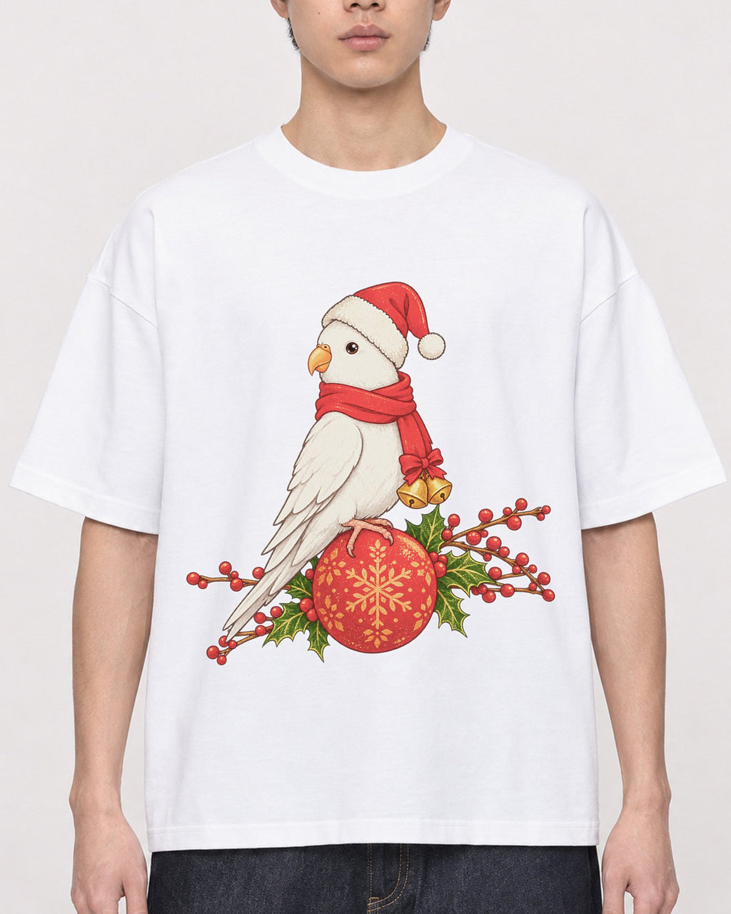 Mockup Boxy Heavyweight Tee White male close-up 01