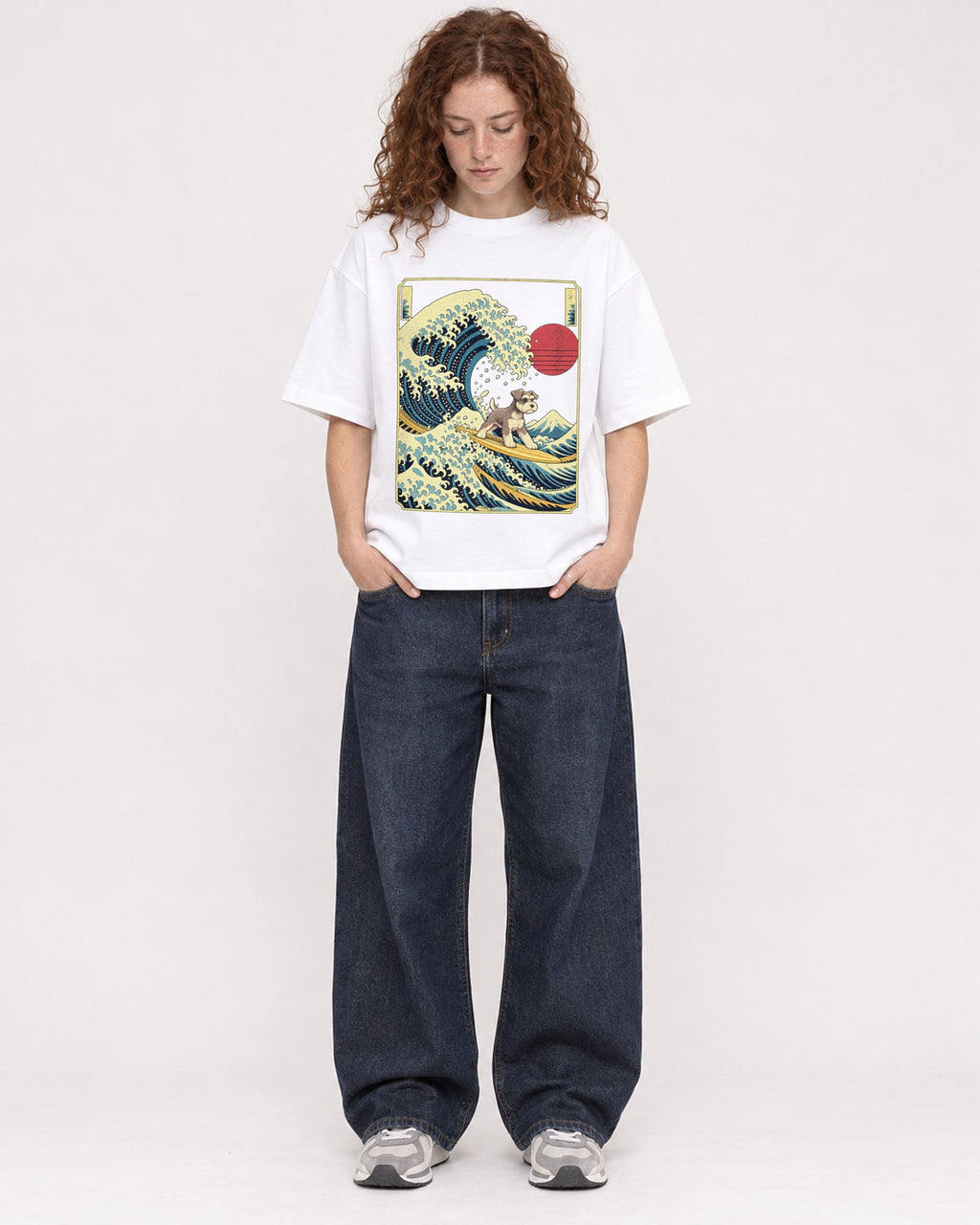 Mockup Boxy Heavyweight Tee White female full-body 09
