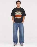 Mockup Boxy Heavyweight Tee Black male full-body 10