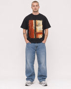 Mockup Boxy Heavyweight Tee Black male full-body 18