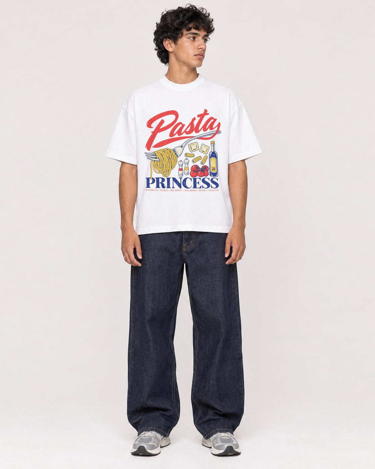 Mockup Boxy Heavyweight Tee White male full-body 26