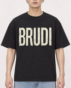Mockup Boxy Heavyweight Tee Black male close-up 01