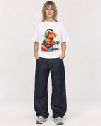 Mockup Boxy Heavyweight Tee White female full-body 19