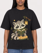 Mockup Boxy Heavyweight Tee Black female close-up 04