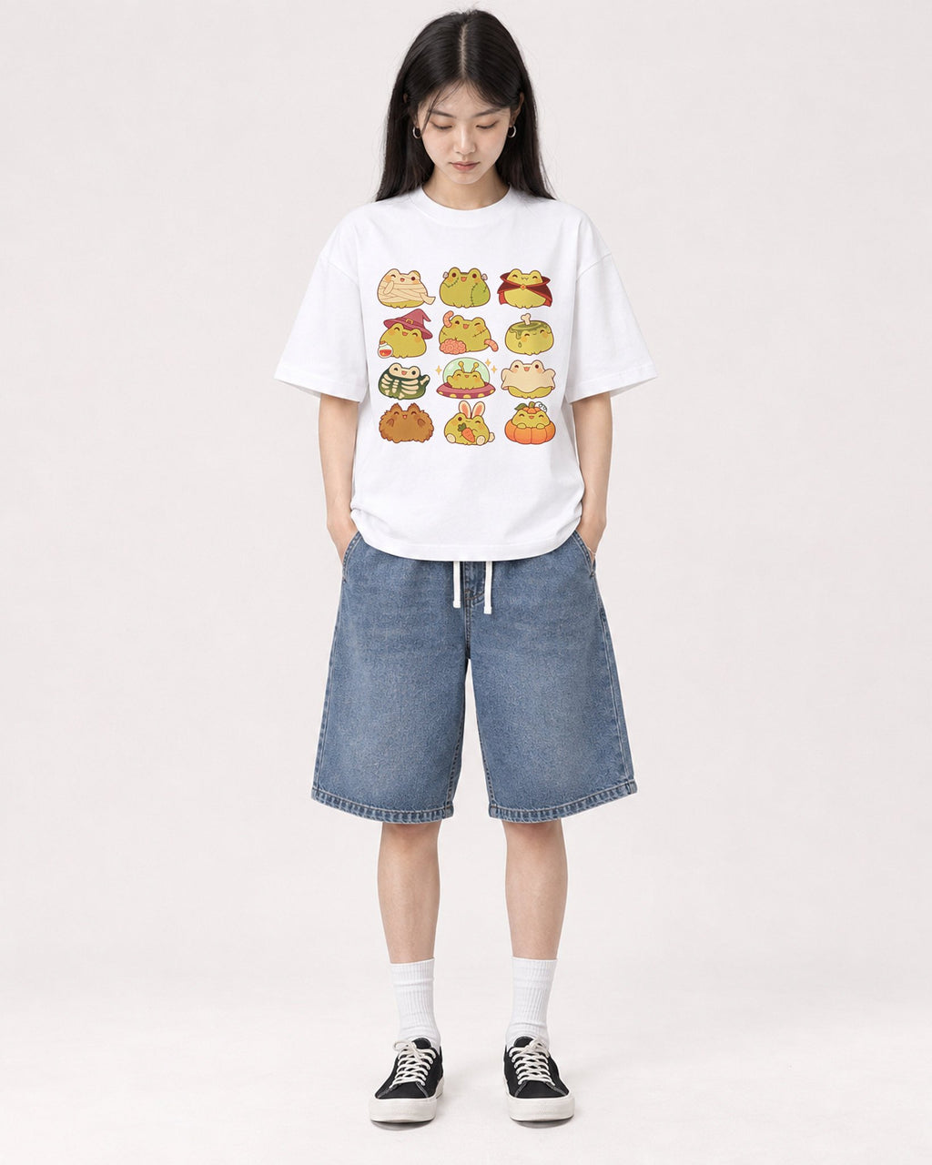 Mockup Boxy Heavyweight Tee White female full-body 01