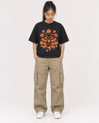 Mockup Boxy Heavyweight Tee Black female full-body 42
