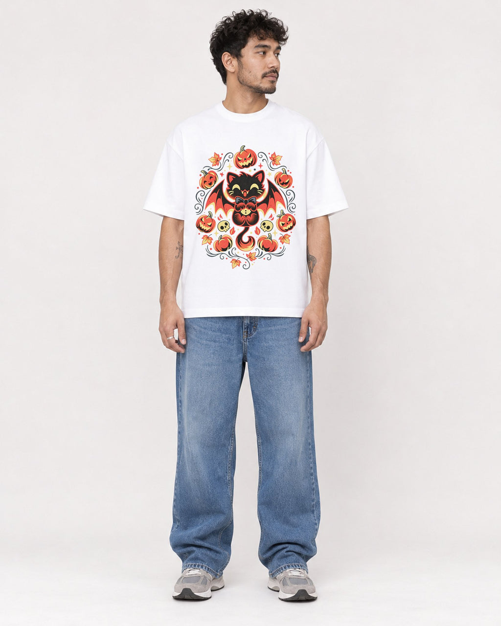 Mockup Boxy Heavyweight Tee White male full-body 42