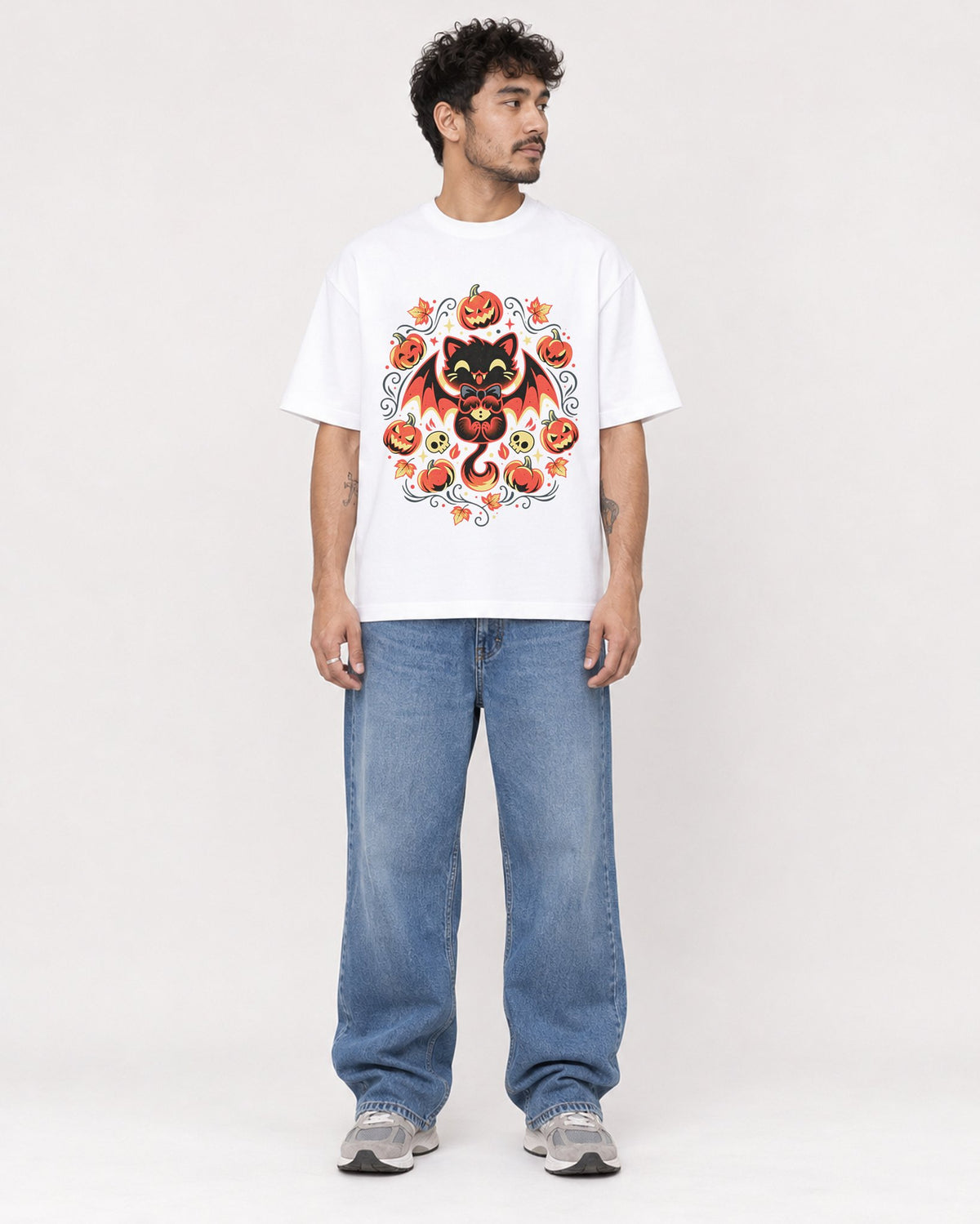 Mockup Boxy Heavyweight Tee White male full-body 42