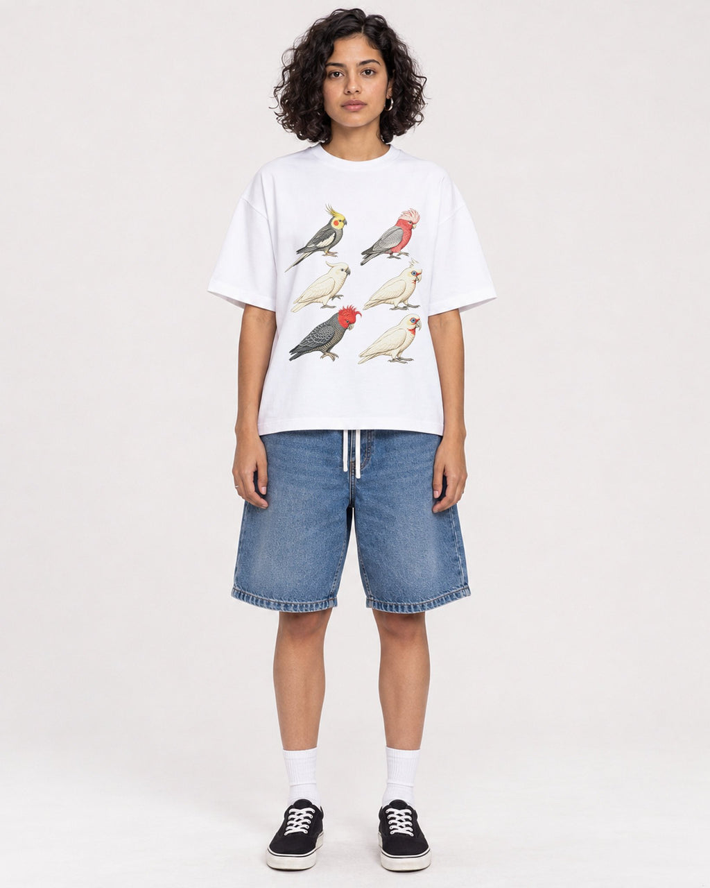 Mockup Boxy Heavyweight Tee White female full-body 26