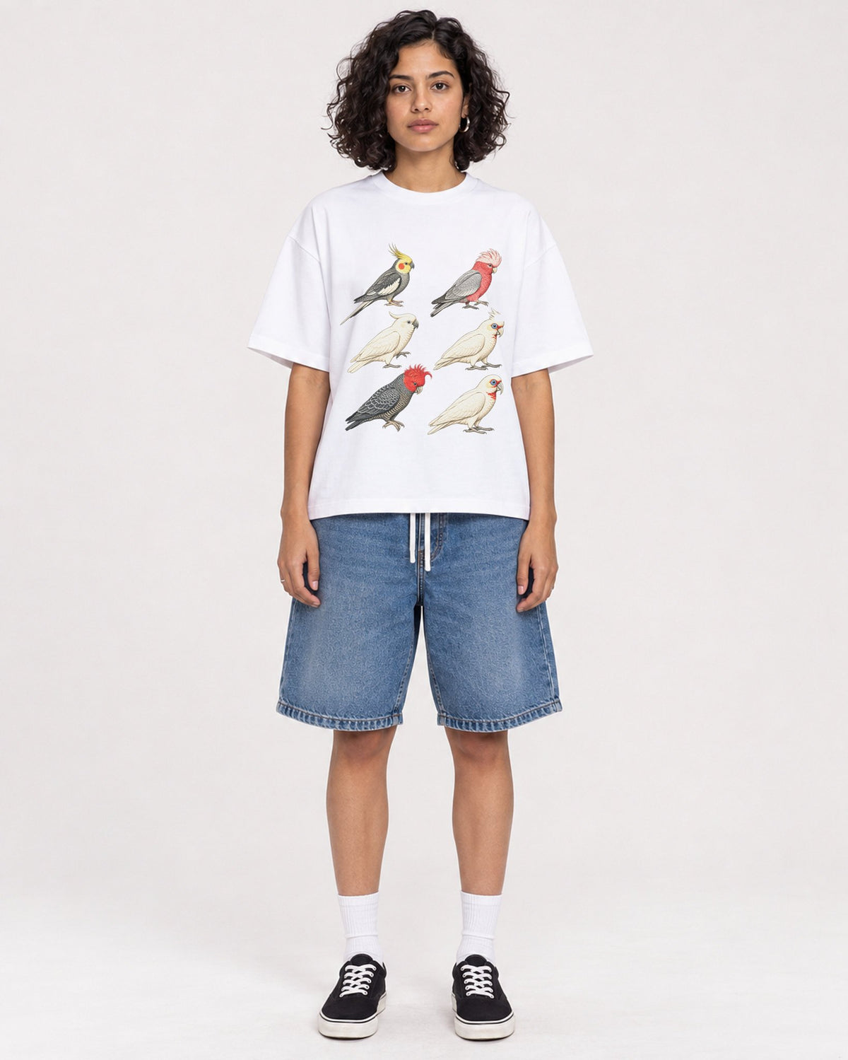 Mockup Boxy Heavyweight Tee White female full-body 26
