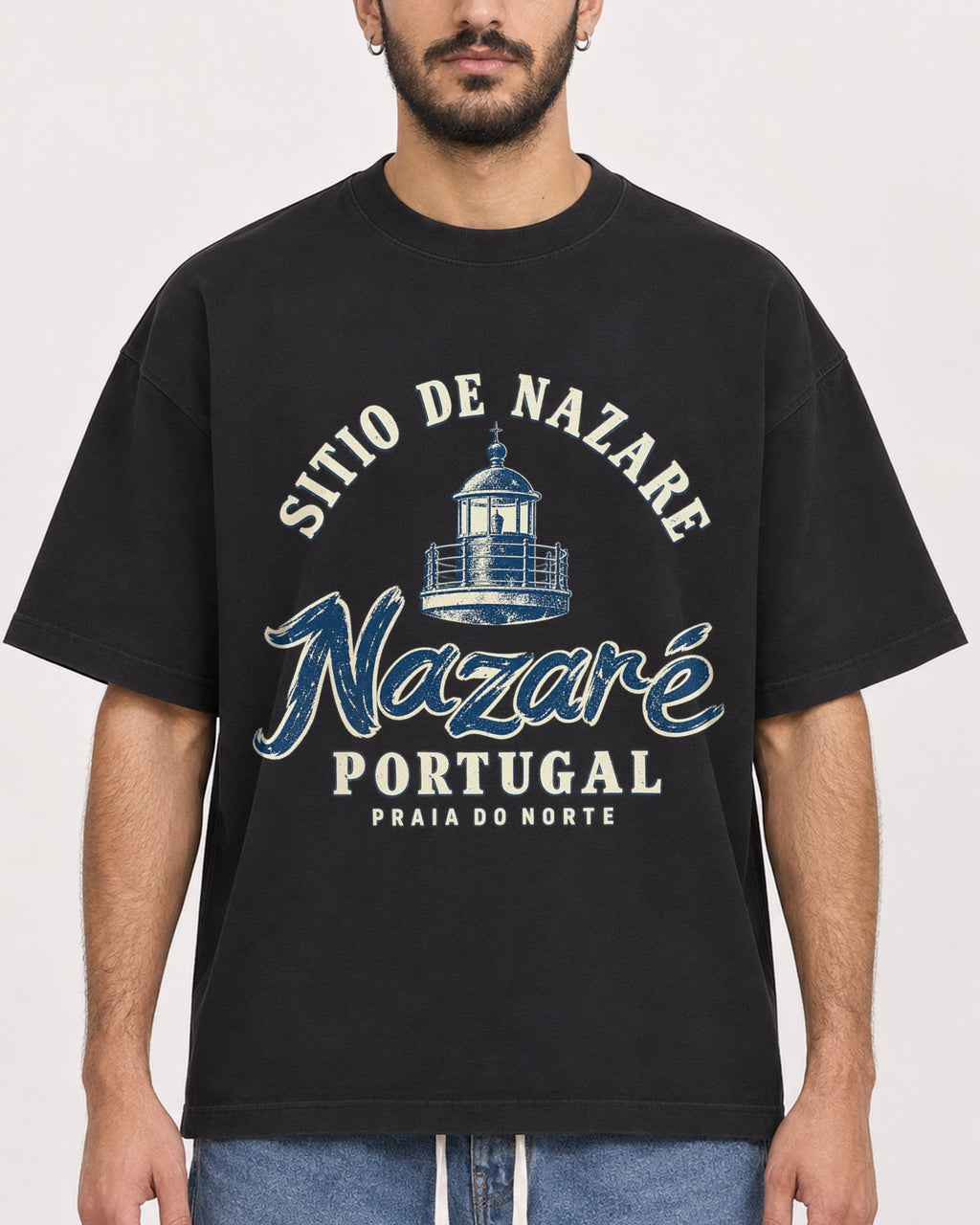 Mockup Boxy Heavyweight Tee Black male close-up 07