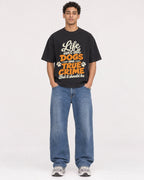 Mockup Boxy Heavyweight Tee Black male full-body 10