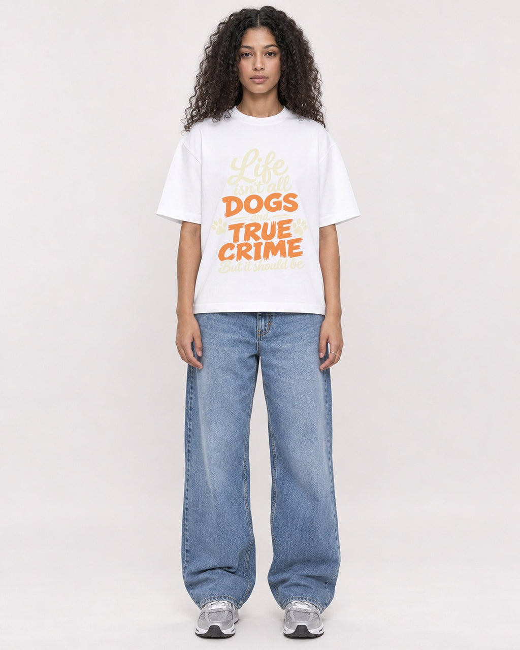 Mockup Boxy Heavyweight Tee White female full-body 10