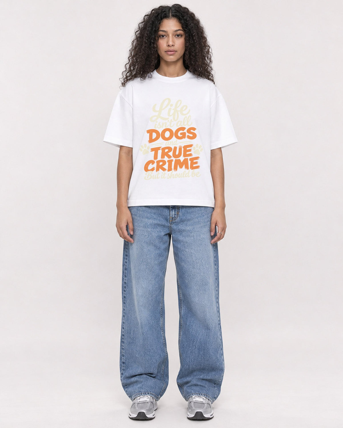 Mockup Boxy Heavyweight Tee White female full-body 10