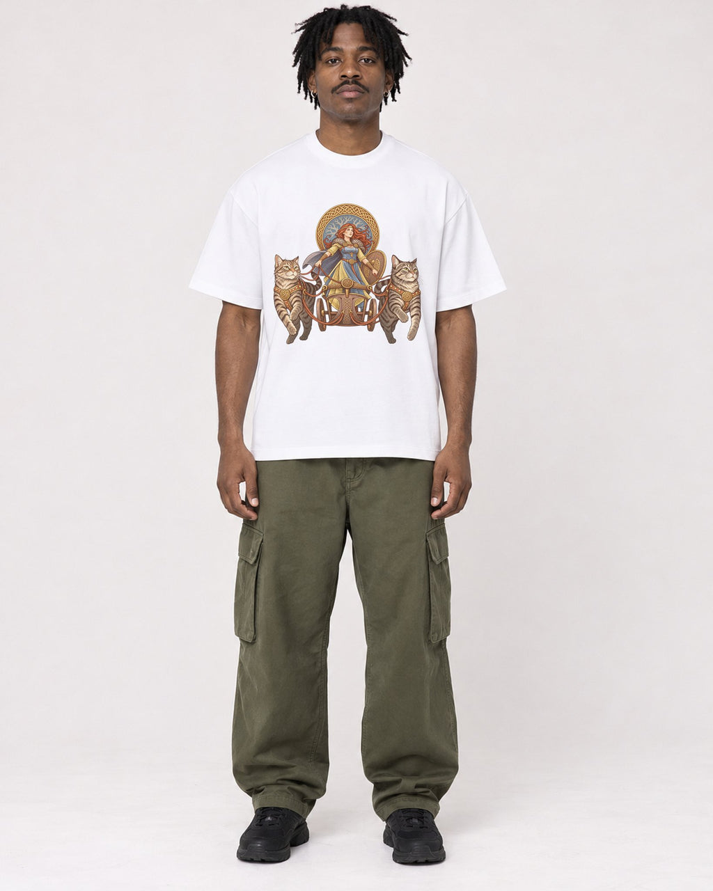 Mockup Boxy Heavyweight Tee White male full-body 04