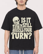 Mockup Boxy Heavyweight Tee Black male close-up 03