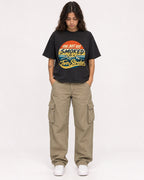 Mockup Boxy Heavyweight Tee Black female full-body 06