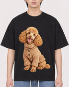 Mockup Boxy Heavyweight Tee Black male close-up 11