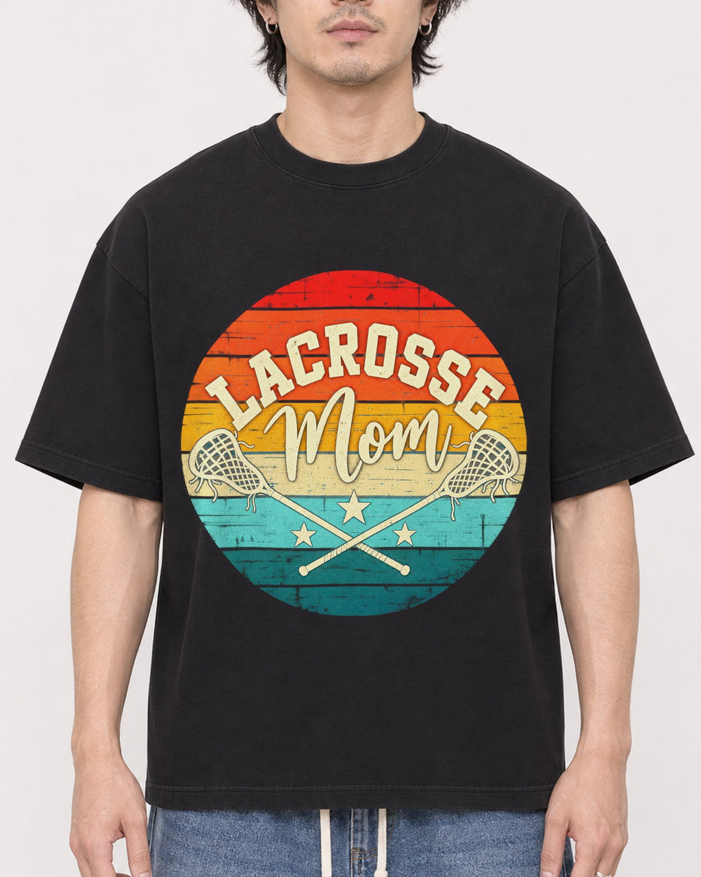 Mockup Boxy Heavyweight Tee Black male close-up 03