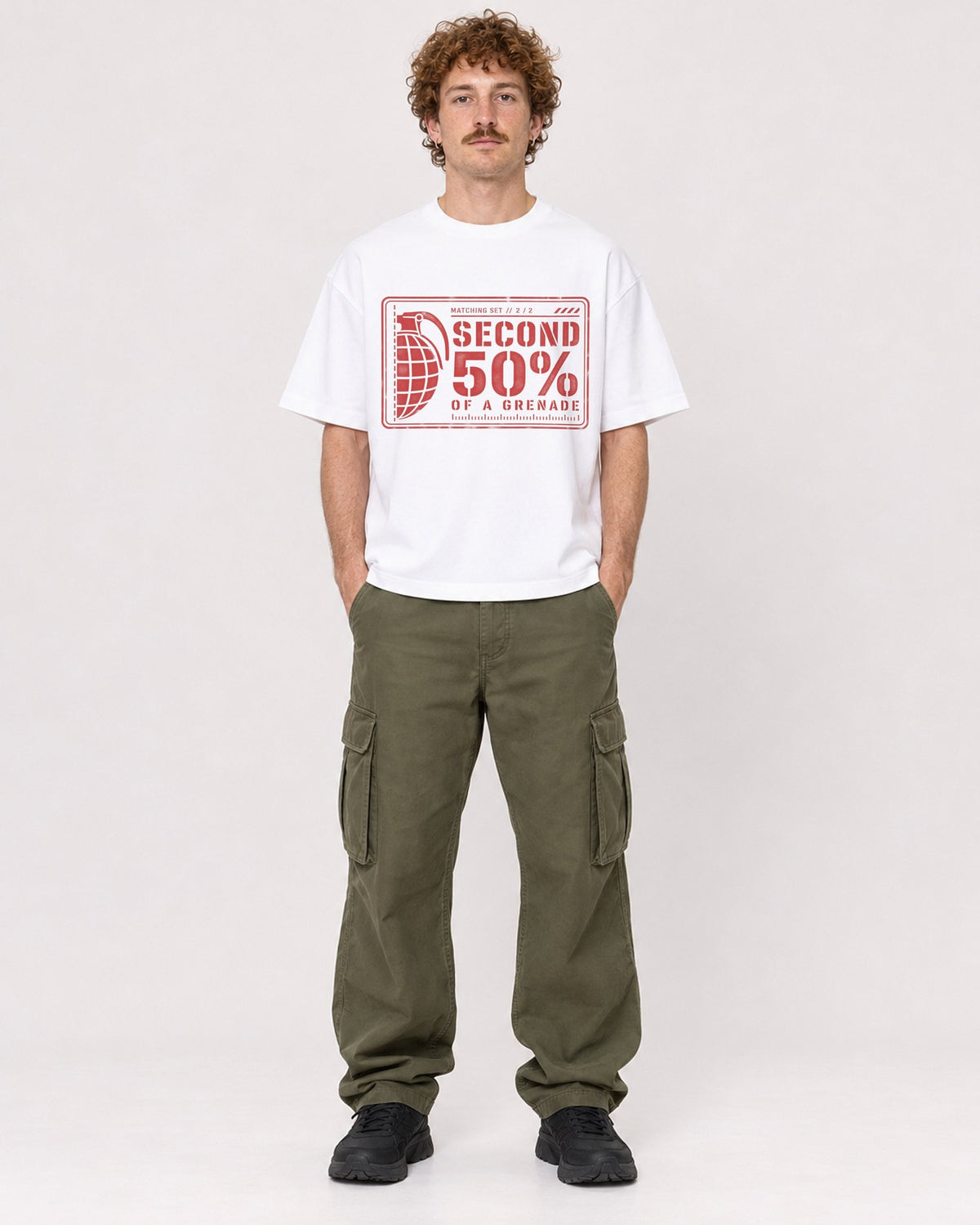 Mockup Boxy Heavyweight Tee White male full-body 09
