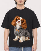 Mockup Boxy Heavyweight Tee Black male close-up 03
