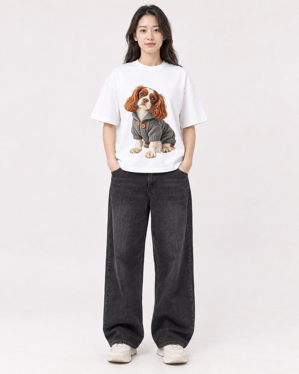Mockup Boxy Heavyweight Tee White female full-body 03