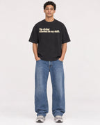Mockup Boxy Heavyweight Tee Black male full-body 10