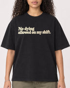 Mockup Boxy Heavyweight Tee Black female close-up 10