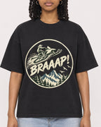 Mockup Boxy Heavyweight Tee Black female close-up 15