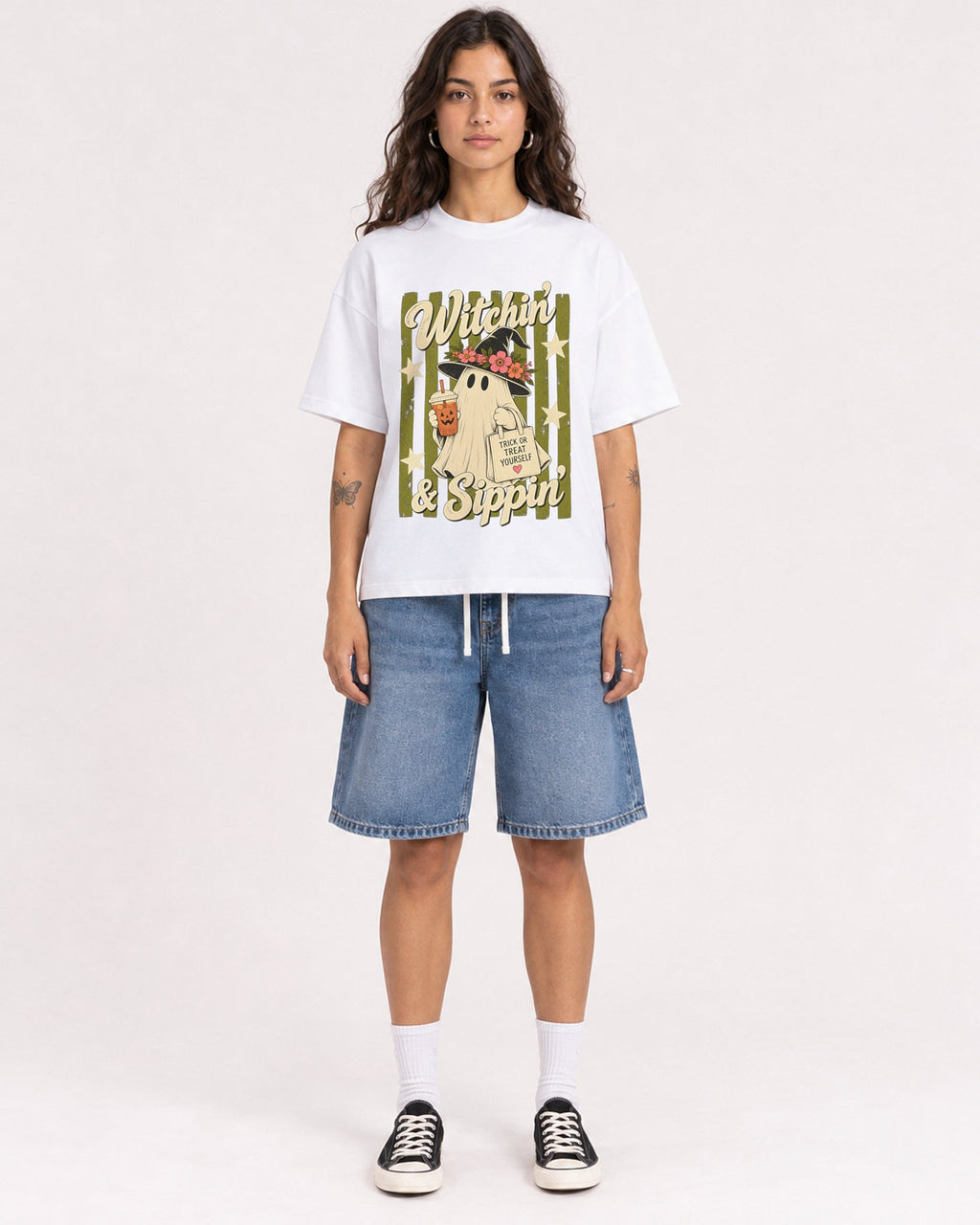 Mockup Boxy Heavyweight Tee White female full-body 06