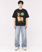 Mockup Boxy Heavyweight Tee Black male full-body 01