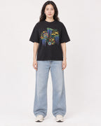 Mockup Boxy Heavyweight Tee Black female full-body 03