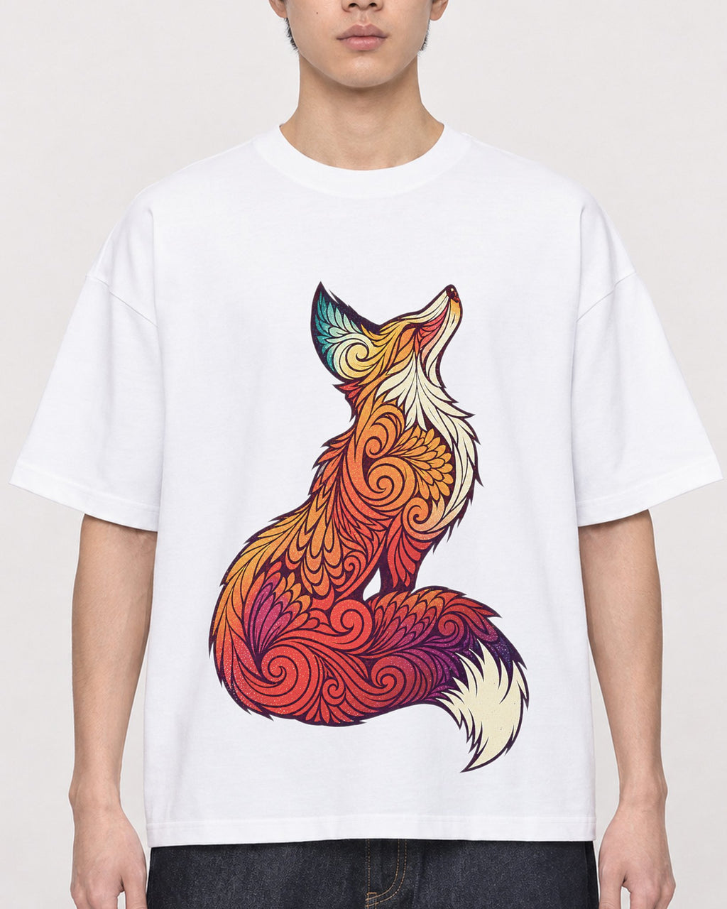 Mockup Boxy Heavyweight Tee White male close-up 01